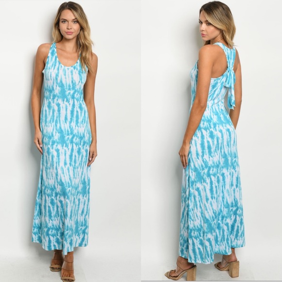 Unbranded - Boutique Ite Dresses & Skirts - Turquoise Racerback Tye Dye Maxi Dress